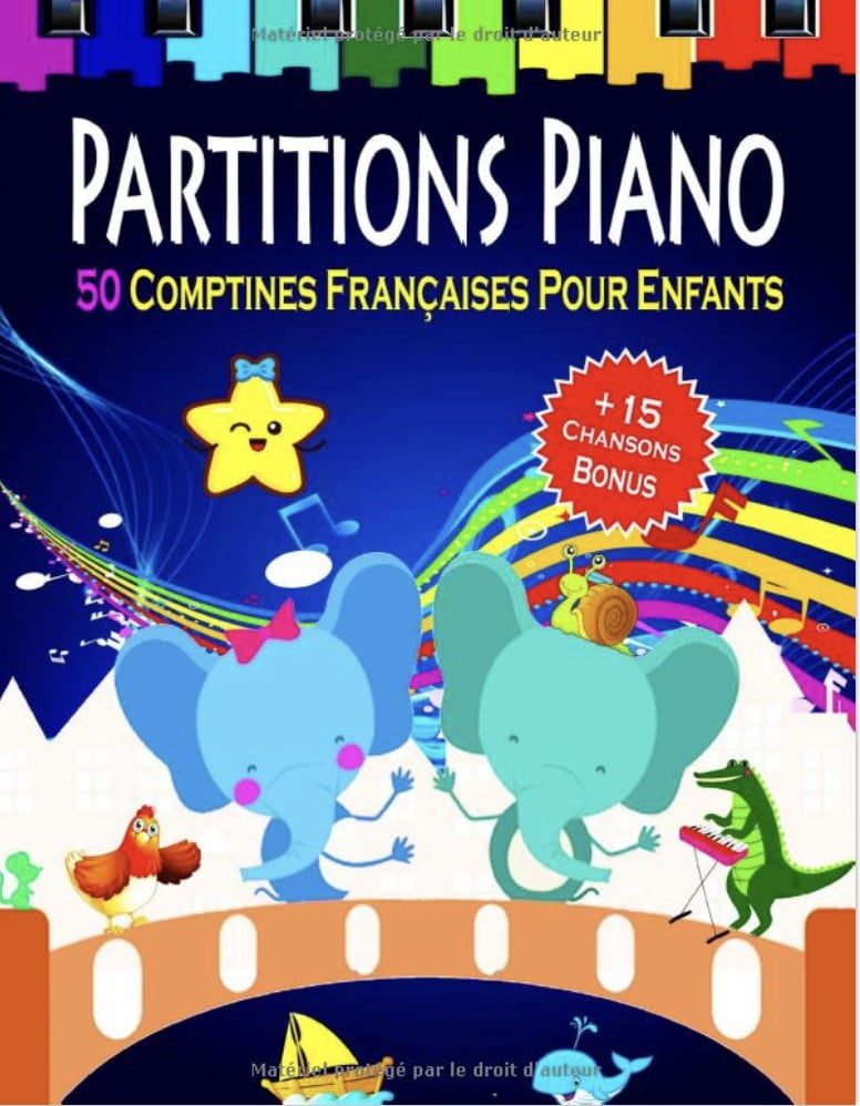 PARTITIONS PIANO - 50 Comptines Françaises pour Enfants Partitions piano simplifiées pour les Débutants