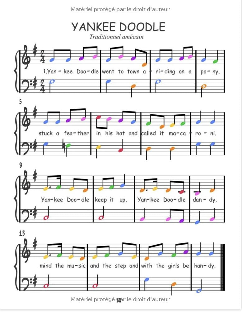 40 Partitions de piano les classiques simplifiés Méthode facile pour apprendre le piano aux débutants - Code couleur arc en ciel