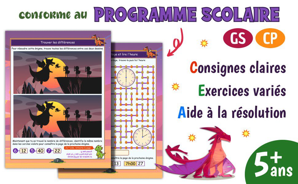 Cahier d'activités DRAGONS Carnet de jeux en couleurs en couleurs de 5 à 7 ans
