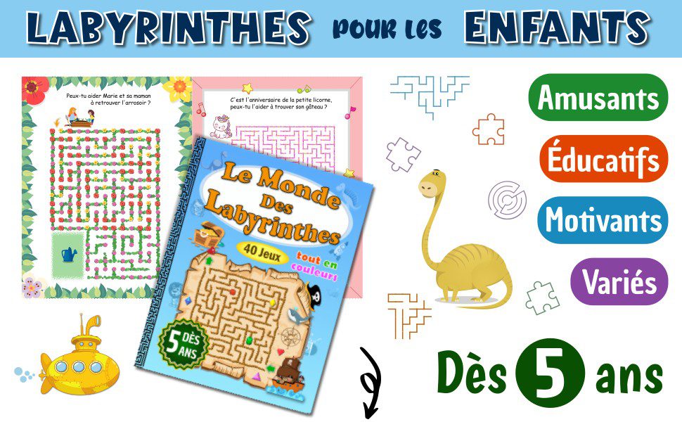 Le Monde des Labyrinthes Cahier de labyrinthes en couleurs pour enfants - un carnet de jeux pour les enfants de 5 à 8 ans