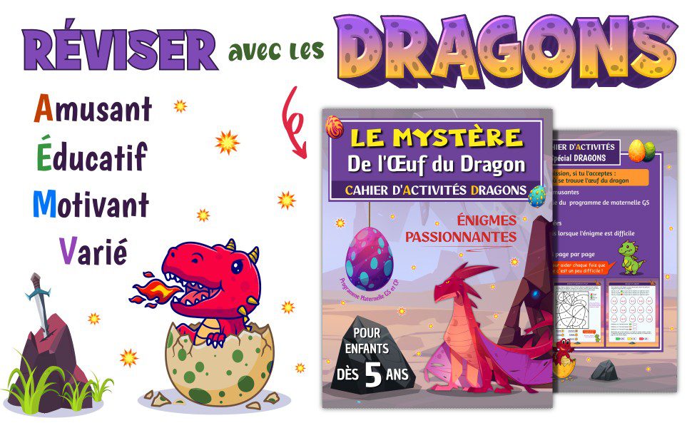 Cahier d'activités DRAGONS Carnet de jeux en couleurs en couleurs de 5 à 7 ans
