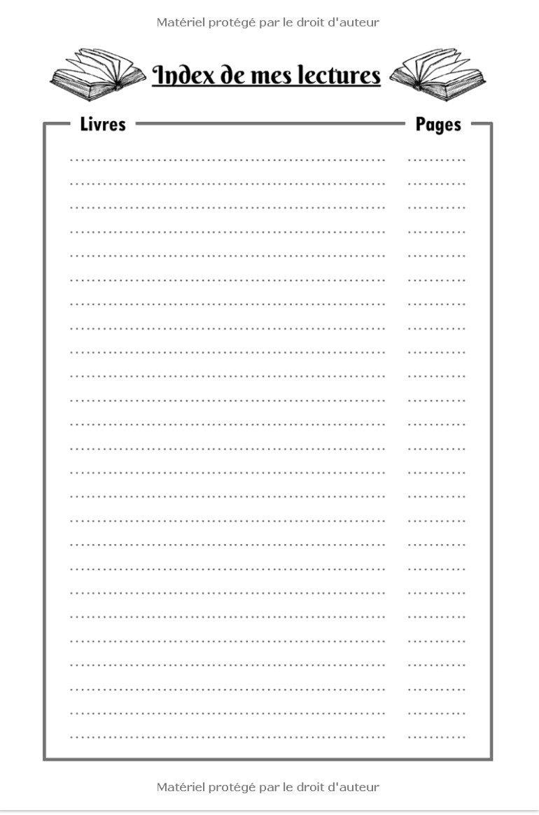 Carnet de lecture à remplir 100 fiches de lecture à compléter