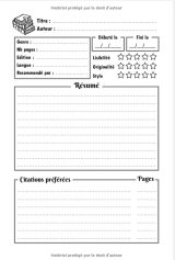 Carnet de lecture à remplir 100 fiches de lecture à compléter