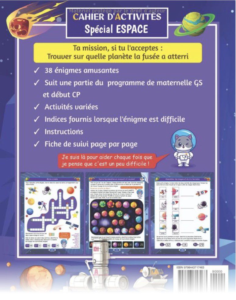 Cahier d’activités ESPACE Carnet de jeux en couleurs de 5 à 7 ans - MS GS CP