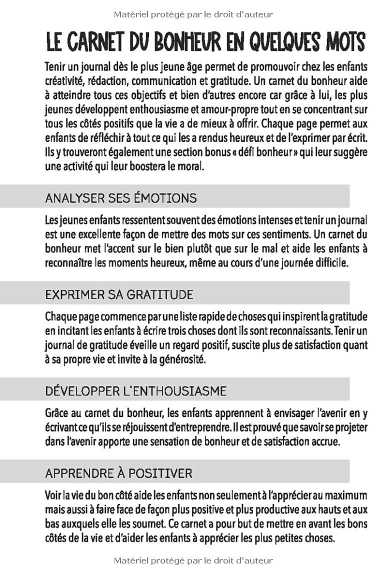Carnet du bonheur pour enfants