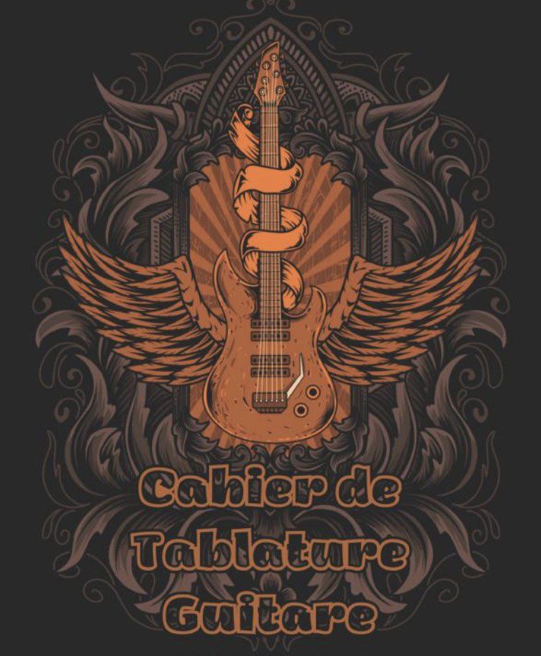 Cahier de Tablature Guitare • Papier à tablature vierge • Manuscrit pour auteurs-compositeurs avec 7 diagrammes d'accords et 9 lignes de tablatures