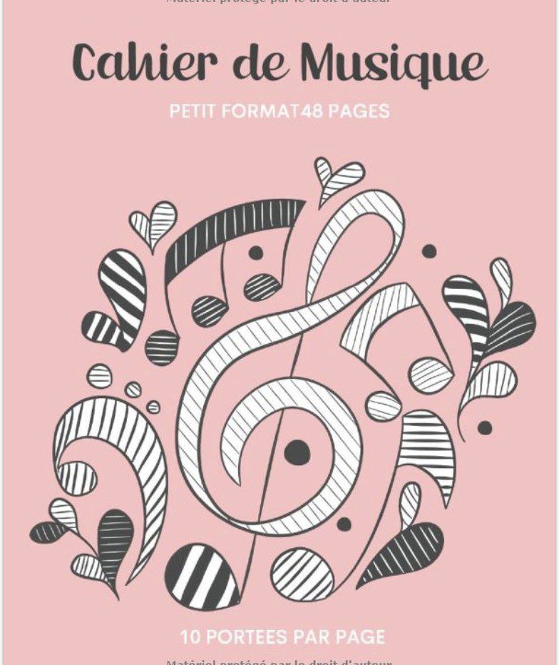 cahier de musique petit format 17x22 | carnet de partition 48 pages avec 10 portées musicales pour le solfège