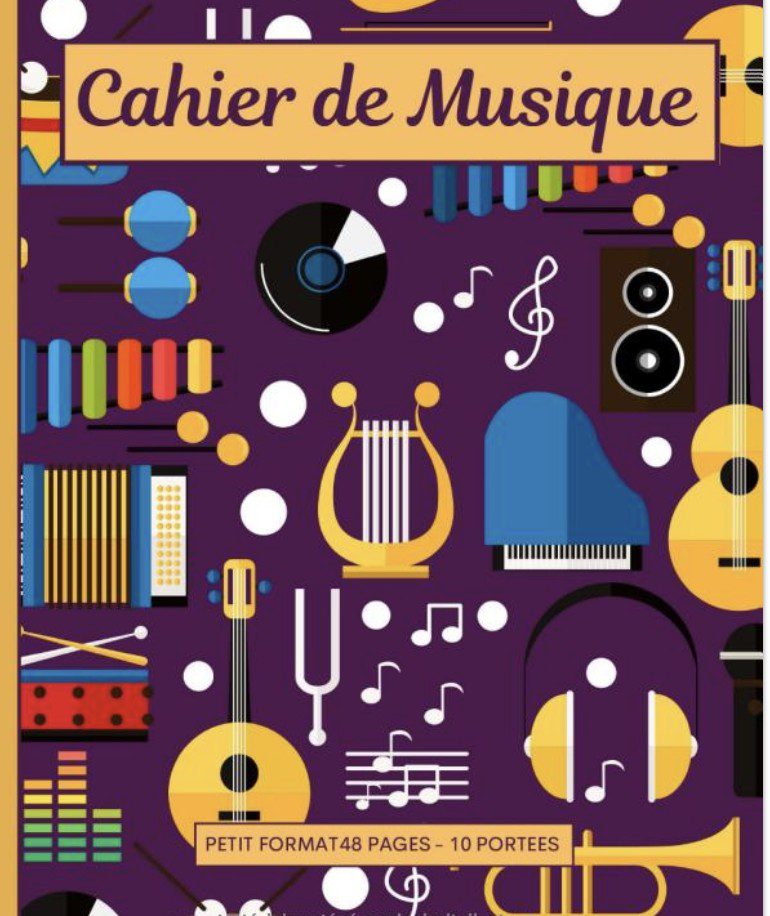 cahier de musique petit format 17x22 | carnet de partition 48 pages avec 10 portées musicales