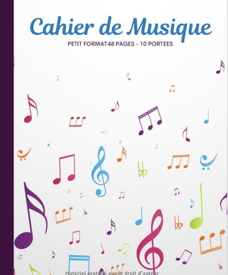 cahier de musique petit format 17x22 | carnet de partition 48 pages avec 10 portées musicales
