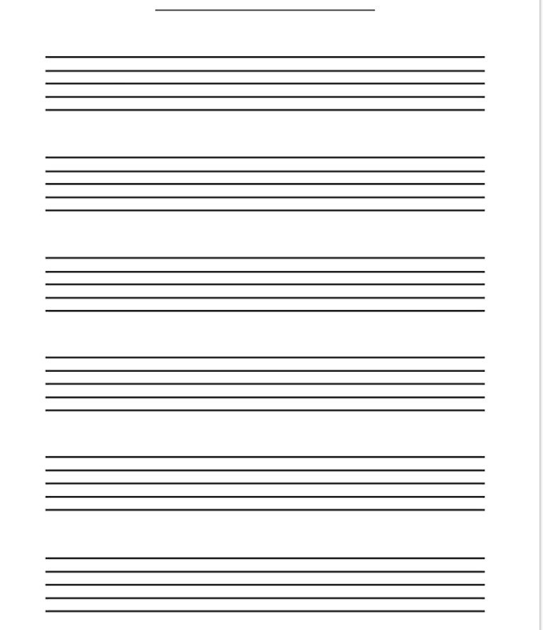 Cahier de Musique enfant 6 grosses portées par page pour écrire les notes de musique