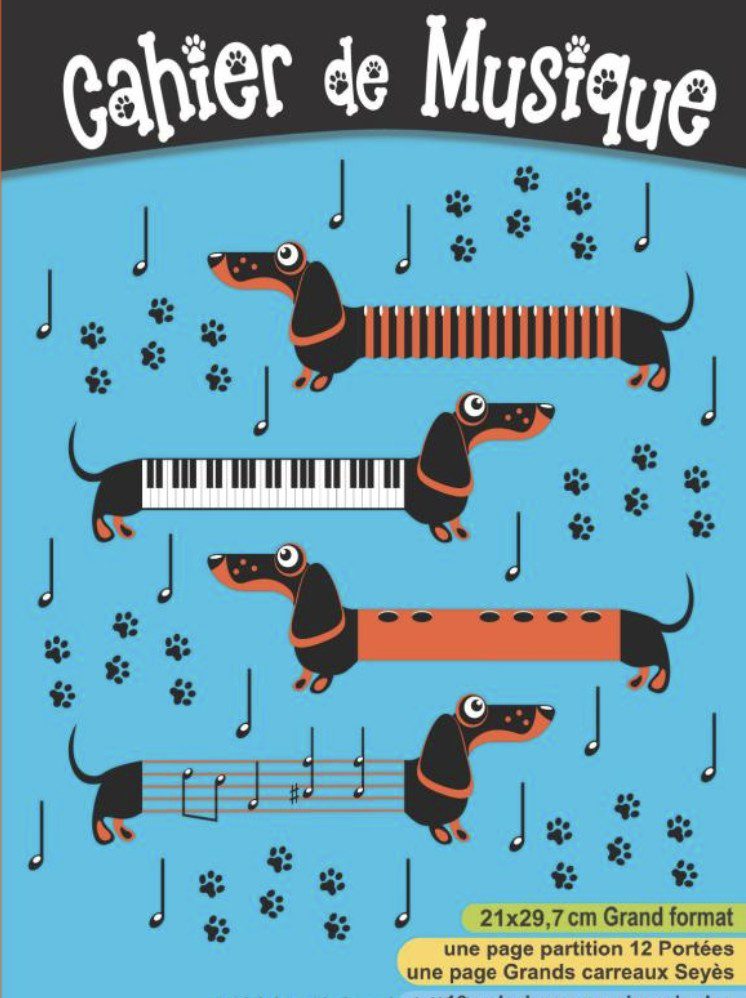 Cahier de Musique 21x29,7 cm | Carnet grand format A4 | Partitions 12 portées