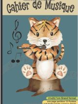 Cahier de Musique avec portées et page carreaux Seyès pour cours solfège et chant