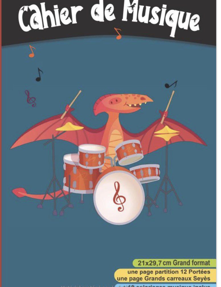 Cahier de Musique 21x29,7 cm | Partitions 12 portées et Grands Carreaux Seyès
