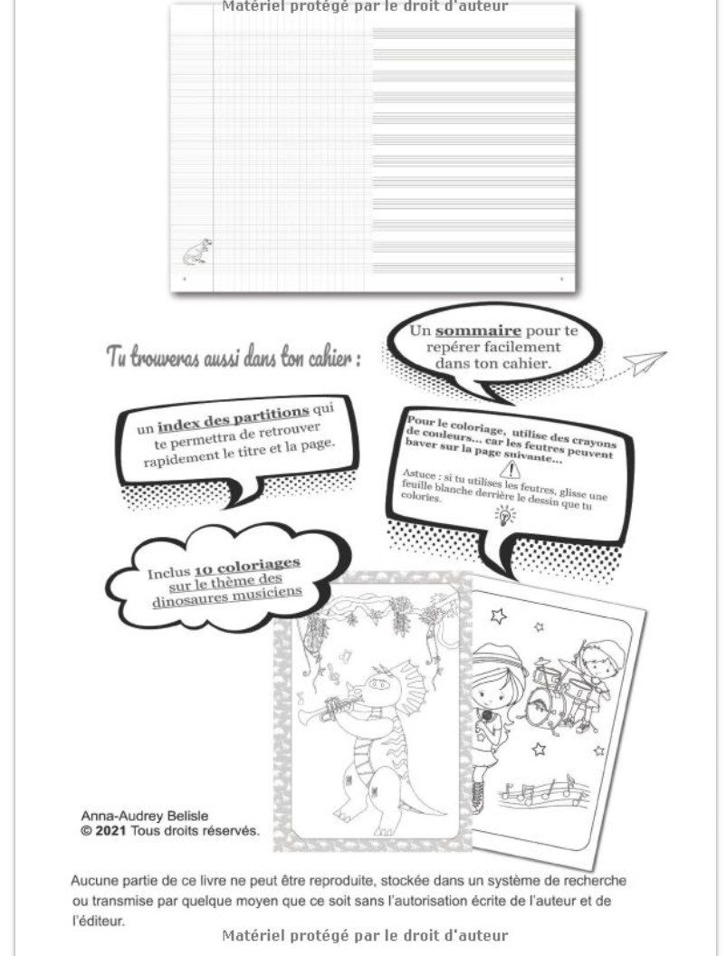 Cahier de Musique 21x29,7 cm | Partitions 12 portées et Grands Carreaux Seyès