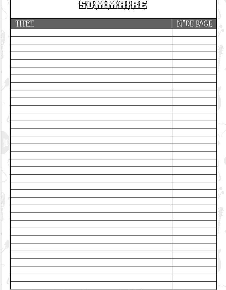 Tablature pour guitare, Cahier de musique 7 tablatures et 6 diagrammes d'accords par page,