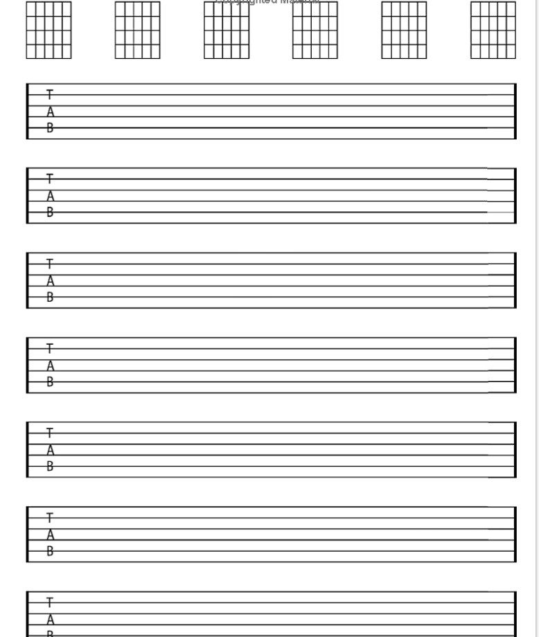 Guitar Tab Notebook for 6 string guitar 120 pages 8.5x11 blank guitar tab