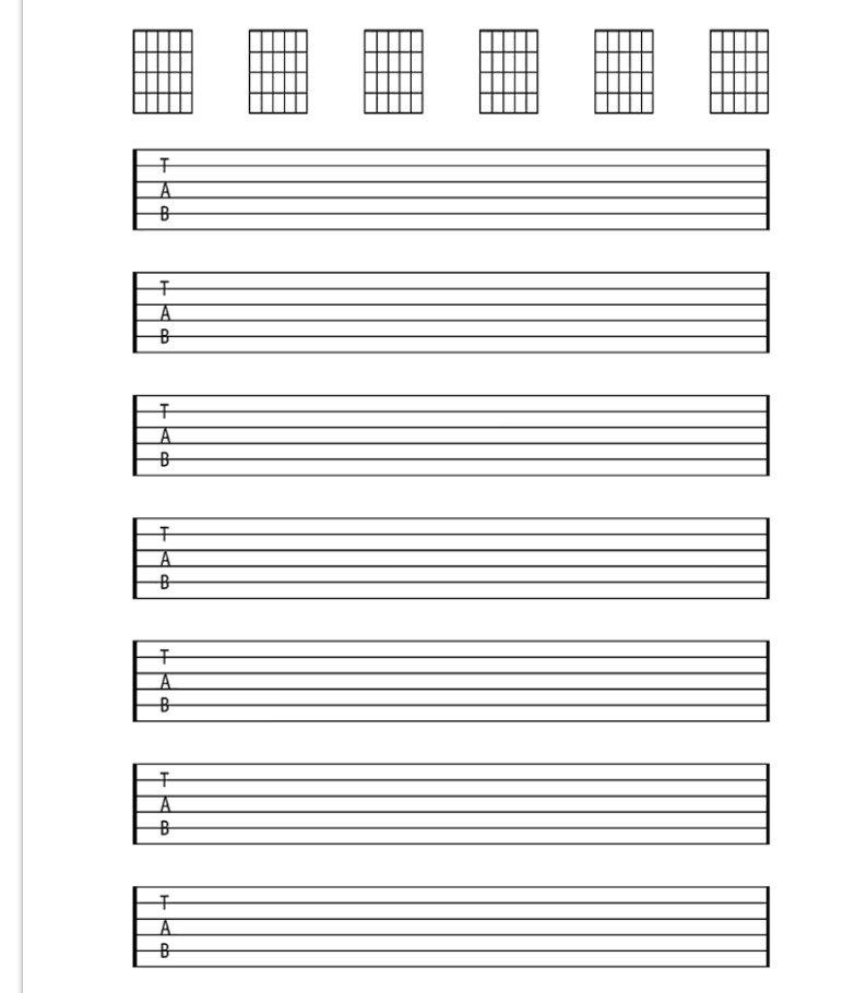 Tablature pour guitare Cahier de musique pour guitariste amateurs et professionnels