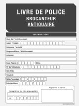 Livre de Police Brocanteur Antiquaire Registre des Objets Mobiliers Spécial Brocantes, Friperies, Dépôts Ventes, Vide-Greniers et Garagistes 120 pages