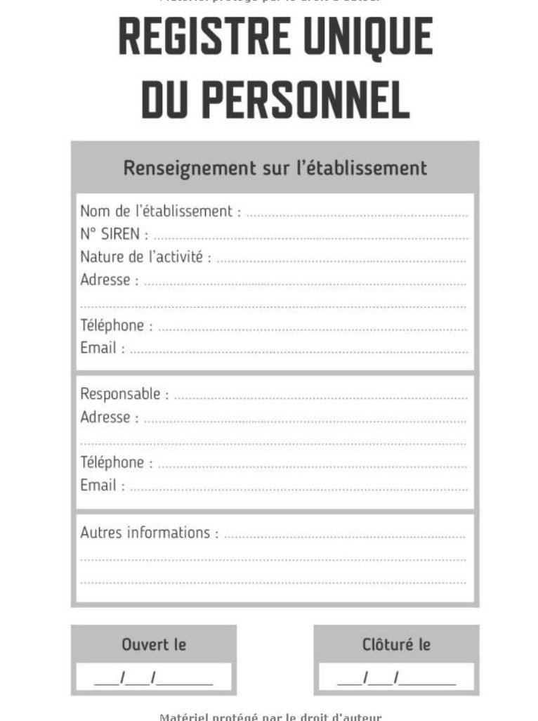 Registre du Personnel Conforme au Code du Travail | Cahier Obligatoire pour la Gestion du Personnel Salariés et Stagiaires