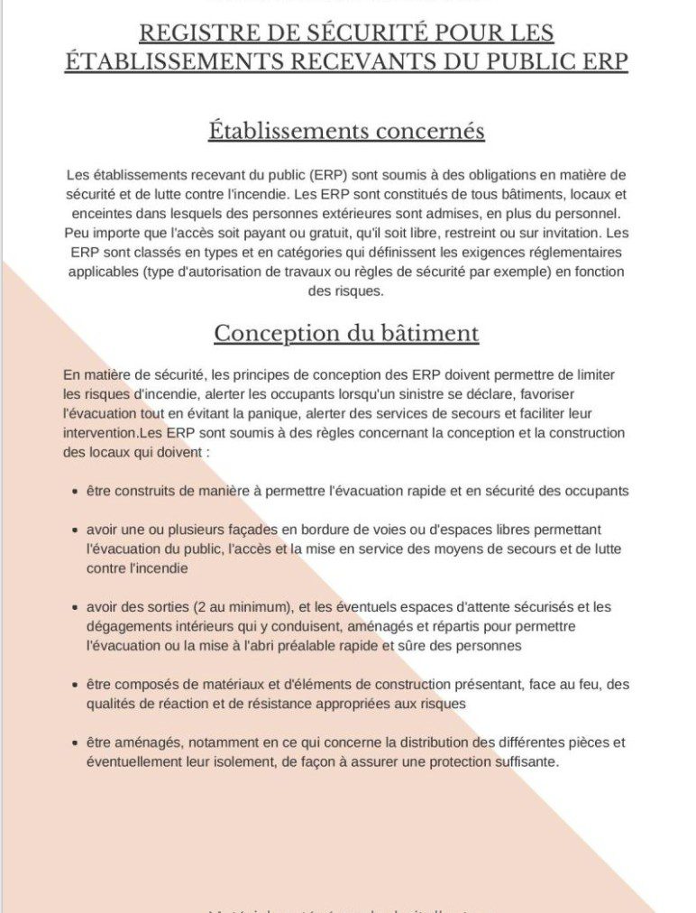 Registre De Sécurité Restaurant Registre De Sécurité Incendie-Réglementation Des ERP-Cahier D'Enregistrement Obligatoire Pour Les Établissements .