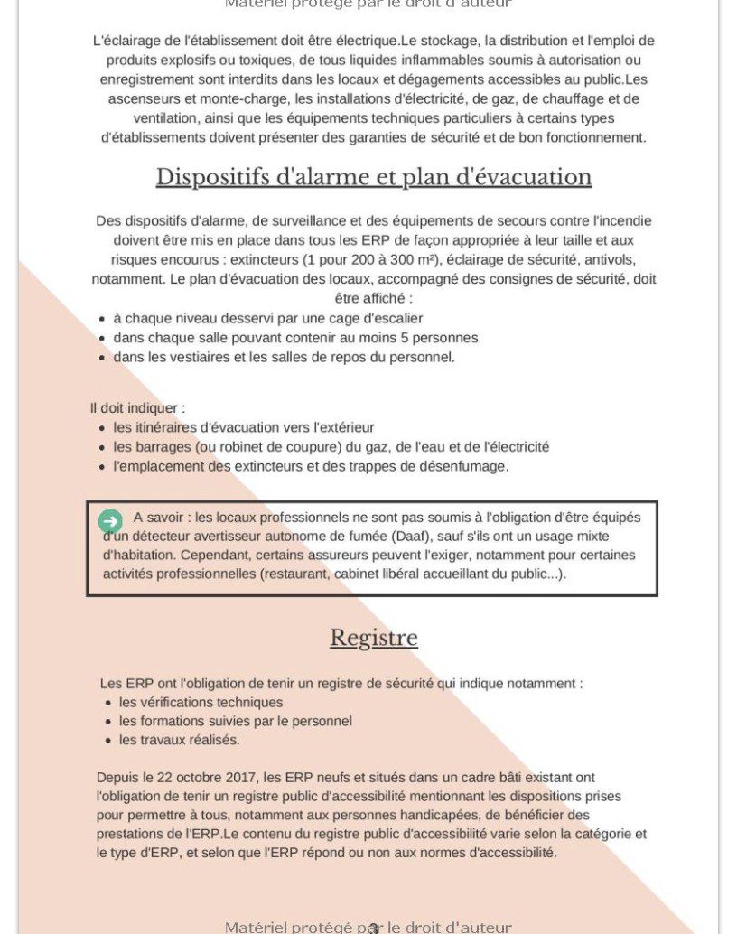 REGISTRE DE SÉCURITÉ INCENDIE réglementation des ERP, pour les établissement recevants du public