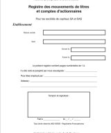Registre des mouvements de titres et comptes d’actionnaires Pour les sociétés de capitaux SA et SAS
