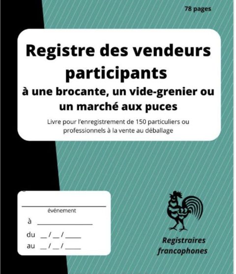 Registre des vendeurs participants à une brocante, un vide-grenier ou un marché aux puces