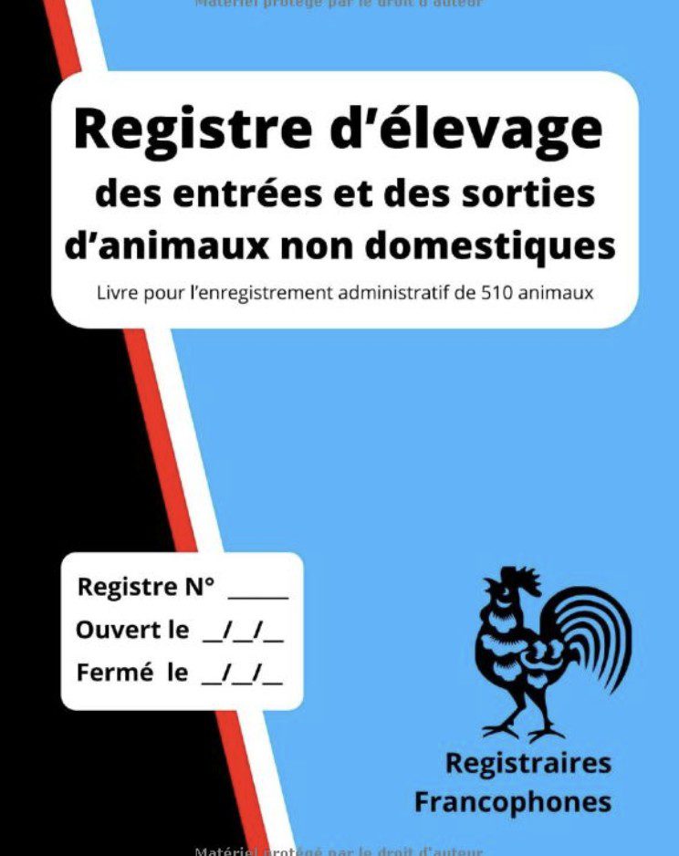 Registre d’élevage des entrées et des sorties d’animaux non domestiques Livre pour l’enregistrement administratif