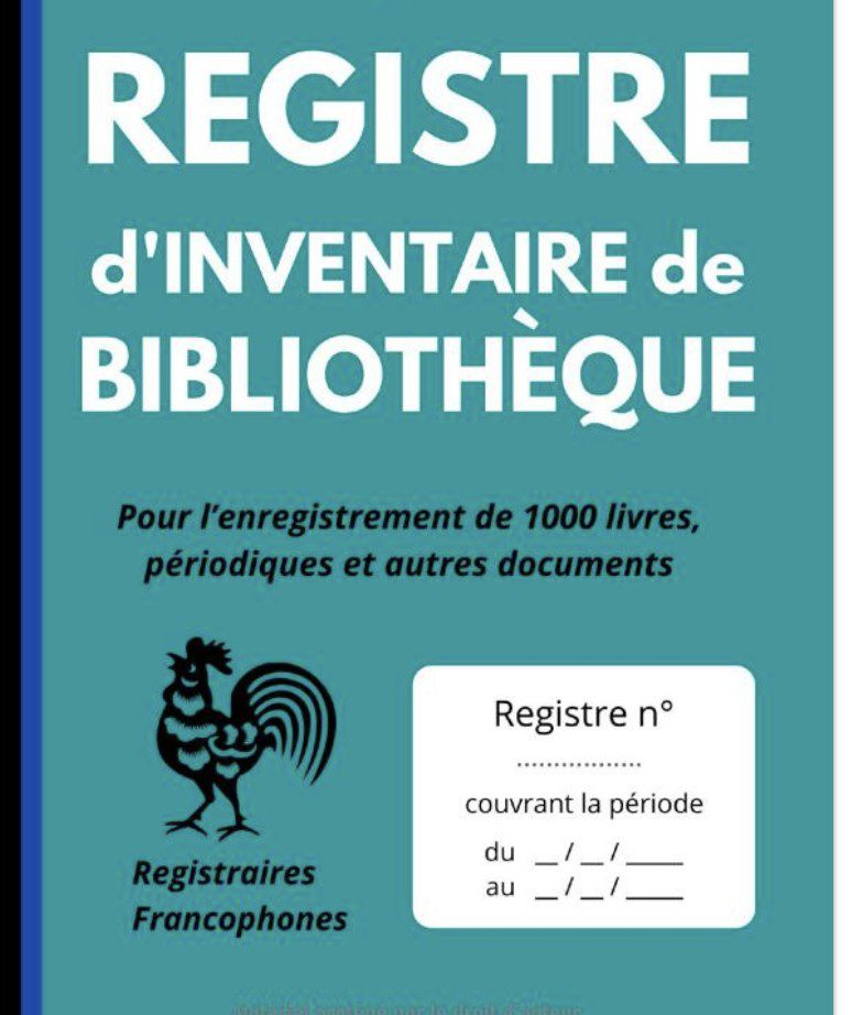 Registre d’inventaire de bibliothèque Pour l’enregistrement de 1000 livres, périodiques et autres documents