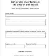 Cahier des inventaires et de gestion des stocks Pour le suivi des consommables et articles à la vente