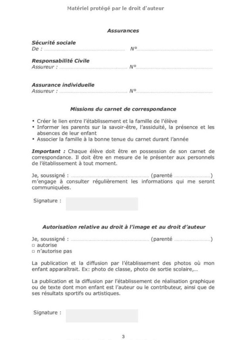 Carnet de correspondance Carnet de liaison pour collège ou lycée -