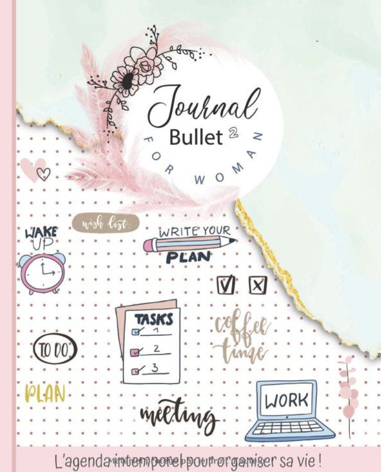 Bullet Journal 2 Agenda intemporel pré-rempli - format 21,59 cm x 27,94 cm