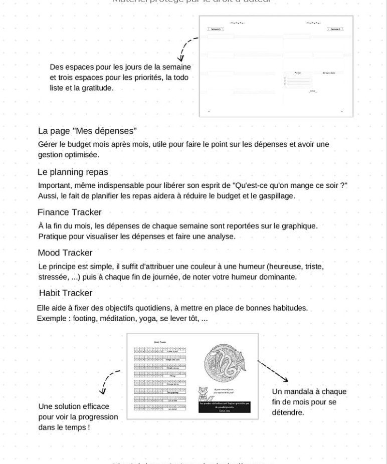 Bullet Journal 2 Agenda intemporel pré-rempli - format 21,59 cm x 27,94 cm