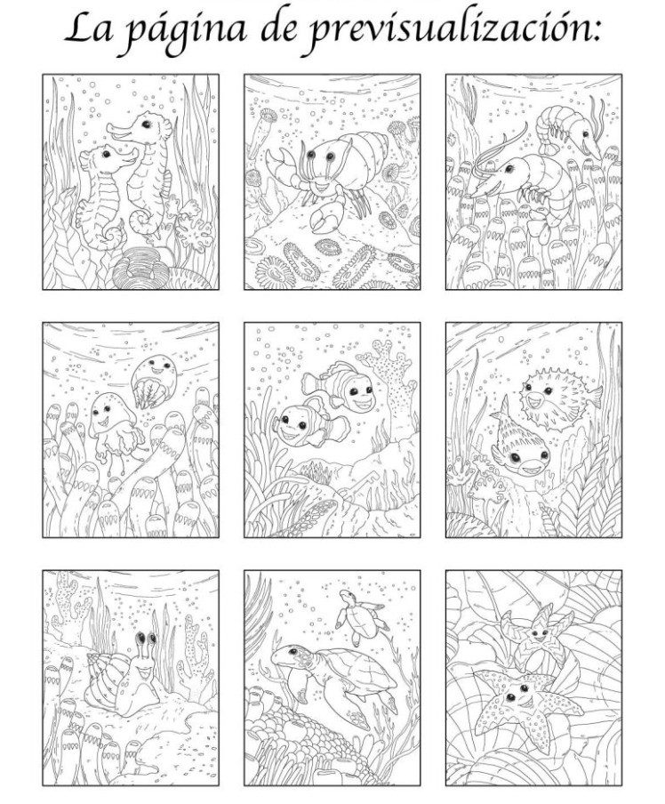Bébés animaux de la Mer Un merveilleux livre de Coloriage pour Adultes