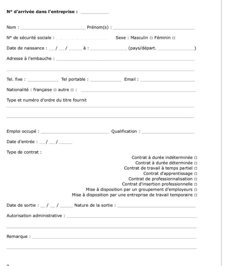Registre unique du personnel pour la gestion des employés et des stagiaires en conformité avec le Code du Travail Fiches individuelles