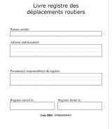 Livre registre des déplacements routiers Pour l'enregistrement de 1000 trajets de véhicule