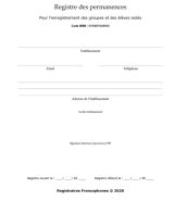 Registre des permanences Pour l’enregistrement des groupes et des élèves isolés