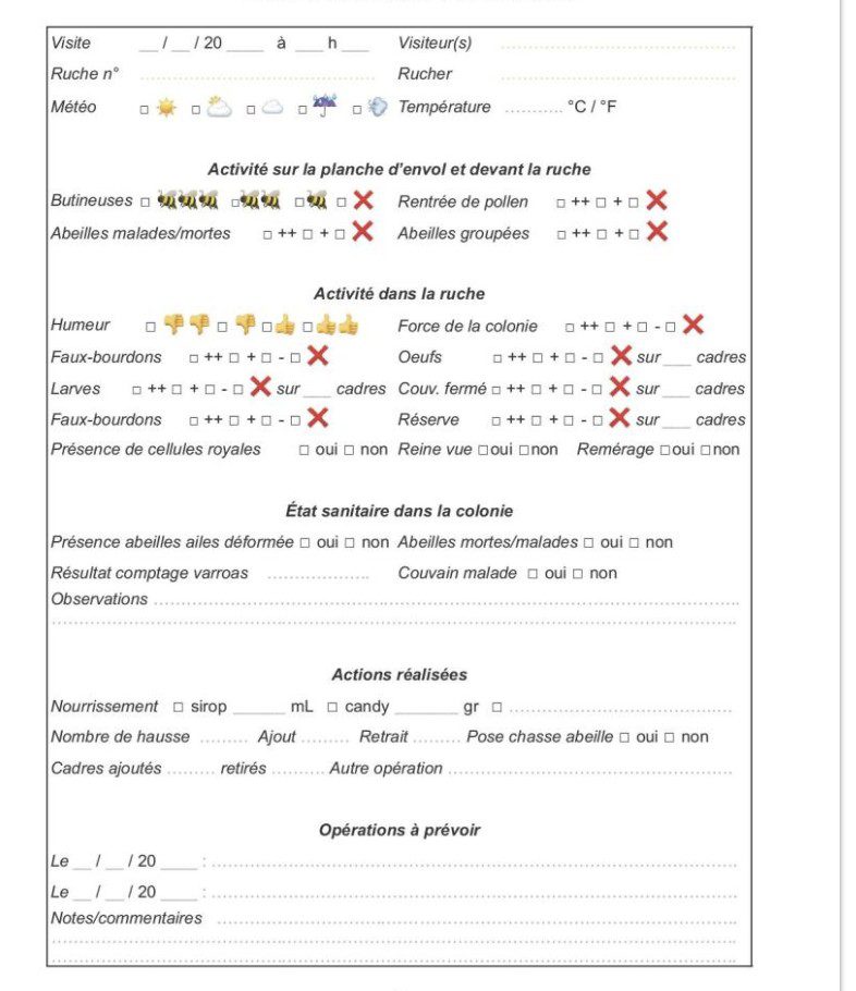 Carnet d’apiculture de loisir 150 fiches d’enregistrement des activités de l’apiculteur pour l’entretien des ruches