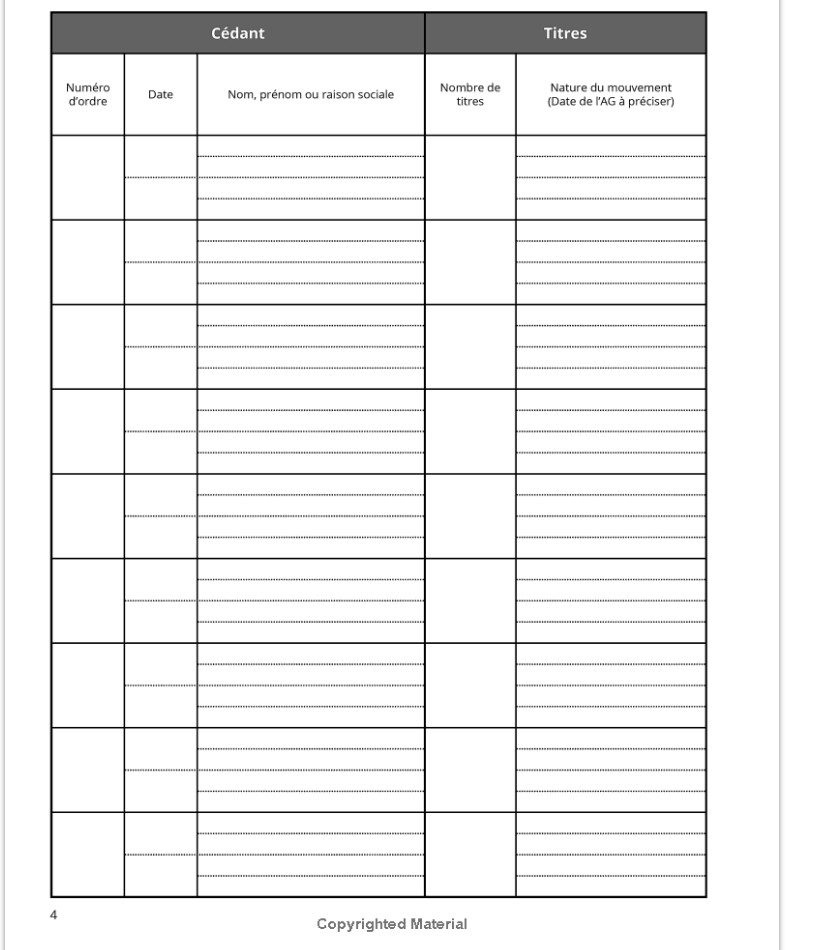 Registre mouvements de titres SAS et SAS - de titres