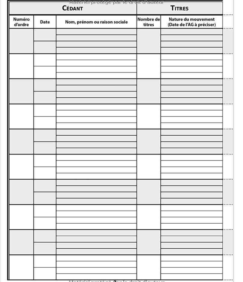 Registre Des Mouvements de Titres Pour SA et SAS | 1 200 Enregistrements