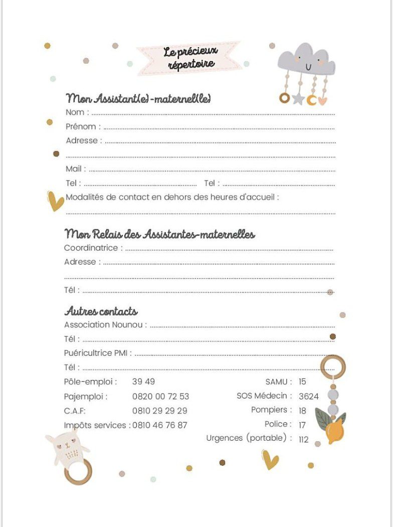 CARNET DE LIAISON NOUNOU Cahier de transmission entre parents et nounou pour faciliter la communication