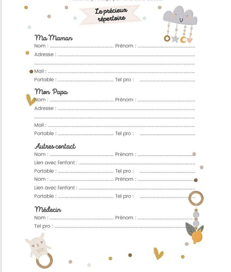Une année de bonheur avec ma Nounou Cahier de liaison parents - assistante-maternelle