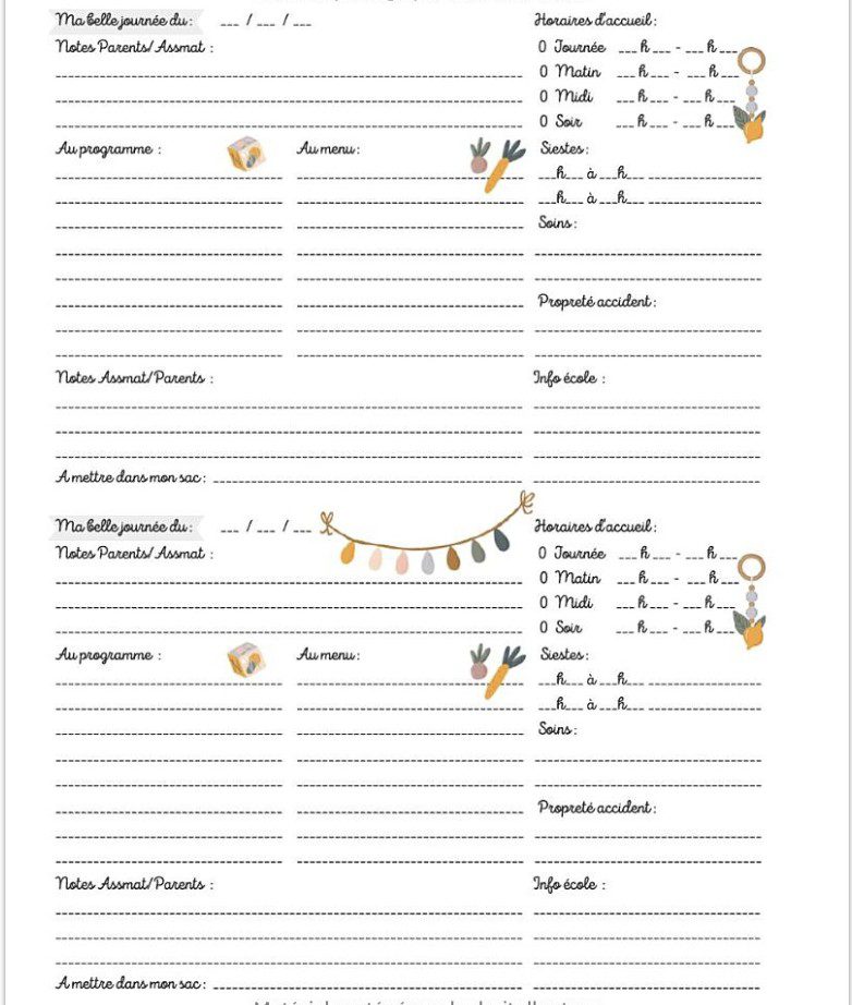 CAHIER DE LIAISON - ACCUEIL PERISCOLAIRE Carnet de liaison assistant(e)-maternel(le) parents