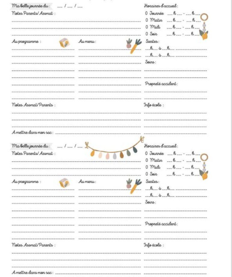 CAHIER DE LIAISON - ACCUEIL PERISCOLAIRE Carnet de liaison assistant(e)-maternel(le) parents