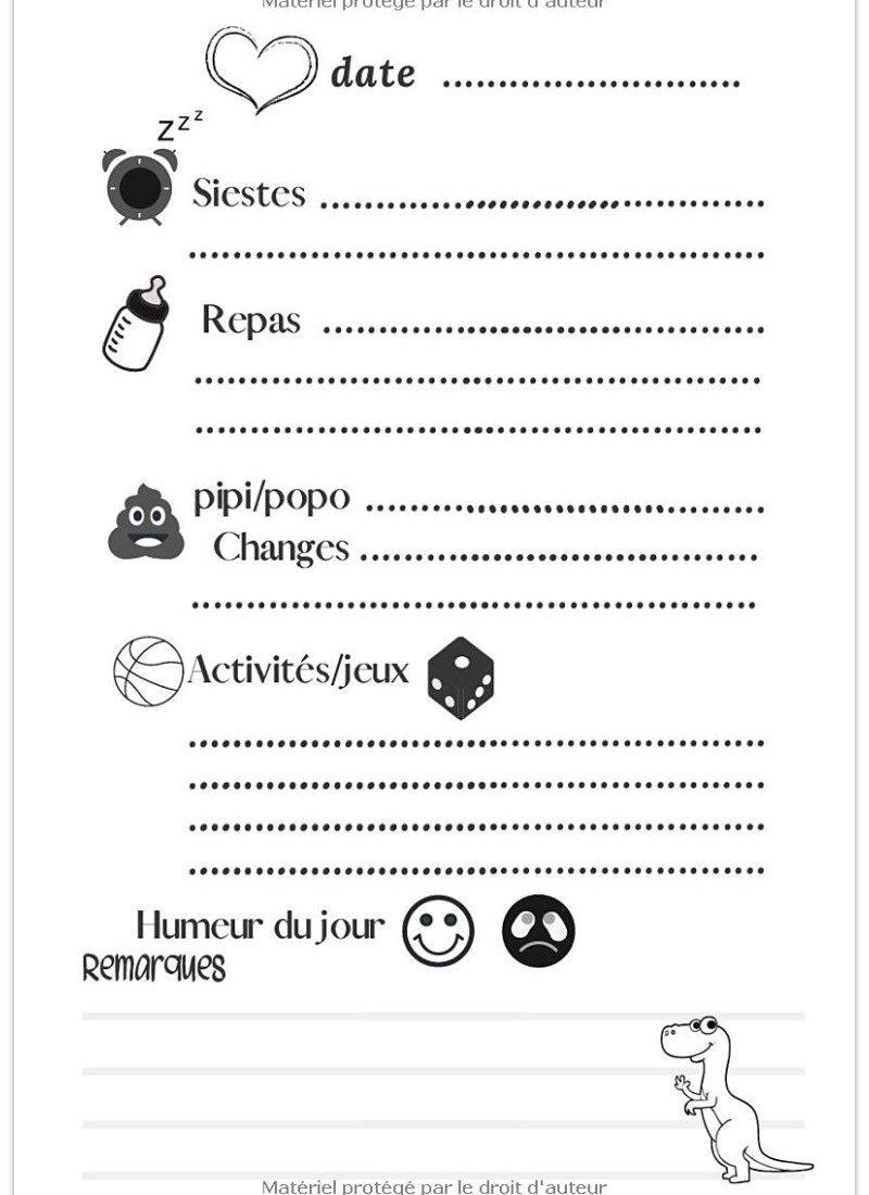 Mon carnet de liaison nounou | cahier de suivi quotidien nounou parents