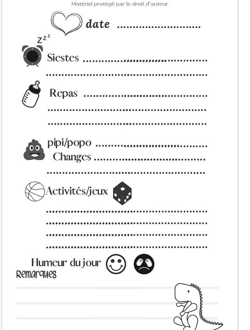 Mon carnet de liaison nounou | cahier de suivi quotidien nounou parents pour une communication