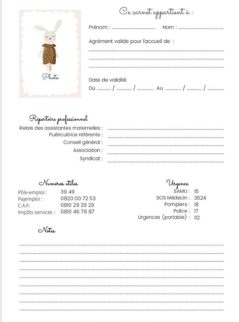 COUPONS DE RELEVÉS MENSUELS ASSISTANTE-MATERNELLE  Carnet de 95 coupons mensuels