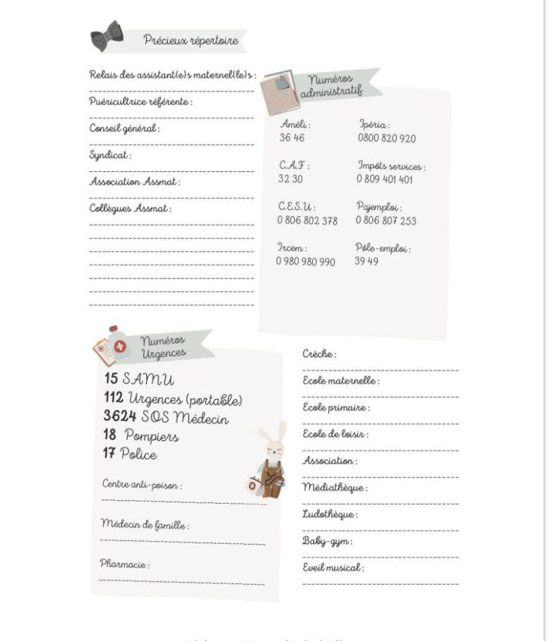 CAHIER D'APPEL ASSISTANTE-MATERNELLE / Planning d'accueil mensuel des enfants accueillis