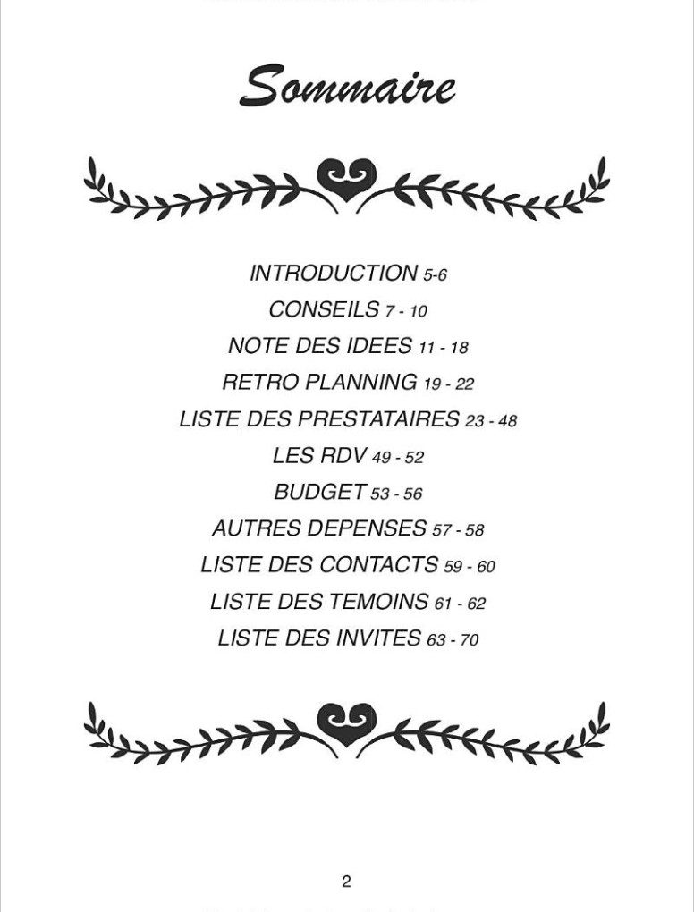 Planificateur de Mariage Wedding Planner. Carnet de mariage à remplir