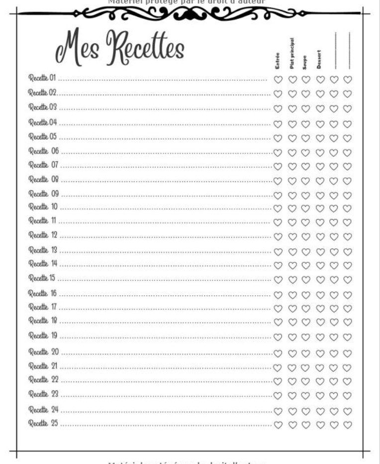 Recettes cahier de recettes à remplir carnet de recettes. Livre de recettes vierge à écrire les recettes et repas préférés